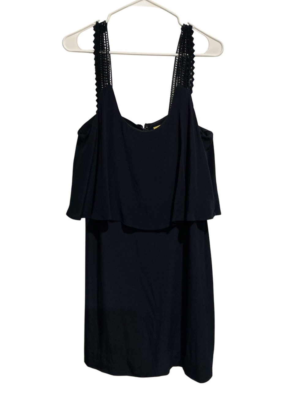Maeve‎ Anthropologie Tisana Shift Mini Dress Crochet Straps Navy Blue